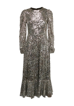 Simkhai sequin-embellished puff-sleeves midi dress - Silver