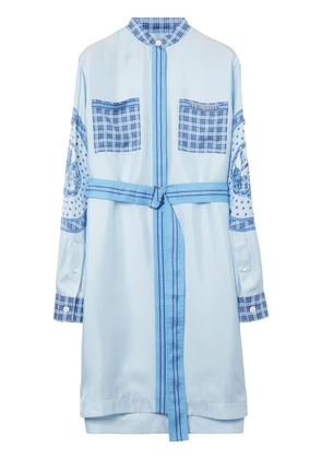Burberry monument-print belted silk shirt dress - Blue