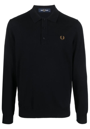 Fred Perry logo-embroidered long-sleeve polo shirt - Blue