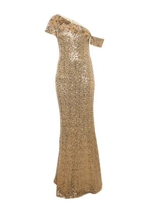 Badgley Mischka asymmetrical-neck dress - Gold