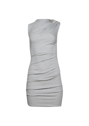 David Koma crystal brooch ruched mini dress - Grey