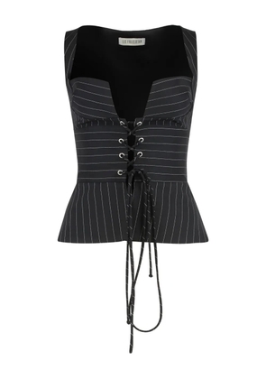 Les Filles d'Eva pinstripe lace-up top - Black
