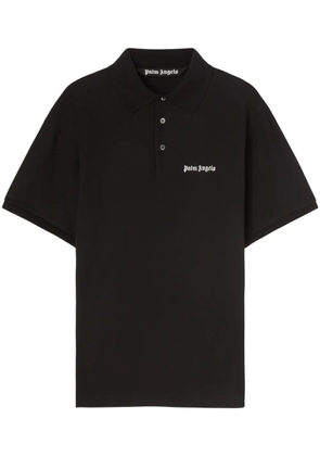 Palm Angels logo-embroidered cotton polo shirt - Black