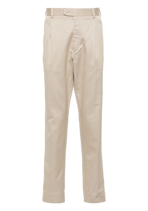 Brioni slim-fit cotton tailored trousers - Brown