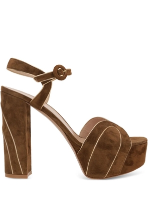 Gianvito Rossi 125mm platform suede ankle-strap sandals - Brown