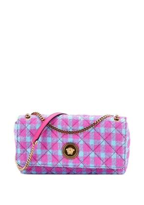 Versace Pre-Owned Medusa Icon Chain Flap Bag Quilted Tweed East West shoulder bag - Blue