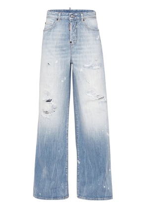 DSQUARED2 distressed wide-leg jeans - Blue
