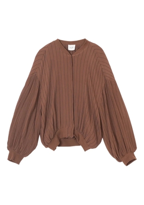 Alysi pinstripe balloon-sleeve jacket - Brown