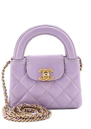 CHANEL Pre-Owned Kelly Top Handle Shopping Bag Quilted Shiny Aged Calfskin Nano crossbody bag - Purple