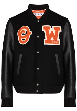 Off-White logo-patch varsity jacket - Black