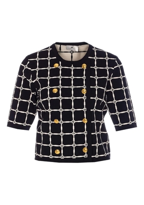 Elisabetta Franchi grid-patterned double-breasted top - Black