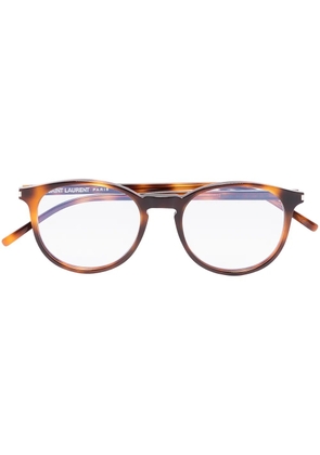 Saint Laurent Eyewear round tortoise shell optical glasses - Brown
