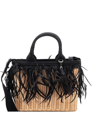 Prada Pre-Owned Convertible Fringe Basket Bag Wicker and Woven Straw Small tote bag - Black