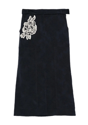 ERDEM floral-appliqué midi skirt - Blue