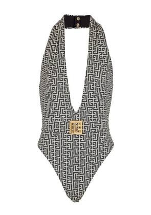 Balmain PB Labyrinth-print swimsuit - Grey