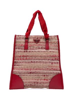 Prada Pre-Owned 2000-2013 Vitello Trimmed Tweed Flat tote bag - Red