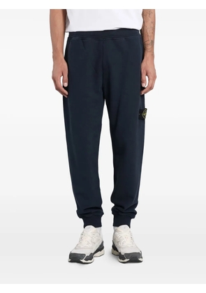 Stone Island cuffed logo-patch tack pants - Blue