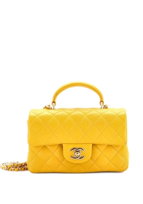 CHANEL Pre-Owned Classic Single Flap Top Handle Bag Quilted Lambskin Mini shoulder bag - Yellow