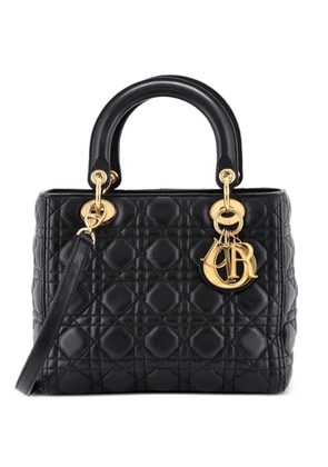 Christian Dior Pre-Owned Lady Dior Bag Cannage Quilt Lambskin Medium satchel - Black