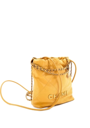 CHANEL Pre-Owned 22 Chain Hobo Quilted Calfskin Mini crossbody bag - Yellow