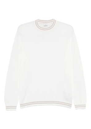 Eleventy striped-trim cotton jumper - White