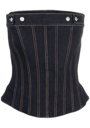 Alexander McQueen denim bustier top - Blue
