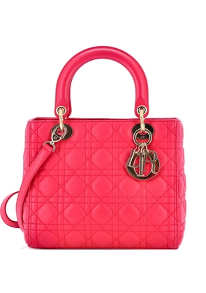 Christian Dior Pre-Owned Lady Dior Bag Cannage Quilt Lambskin Medium satchel - Red