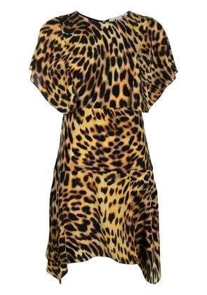 Stella McCartney leopard-print silk flounce dress - Brown