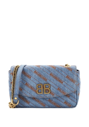 Balenciaga Pre-Owned BB Chain Round Quilted Embroidered Denim Medium shoulder bag - Blue