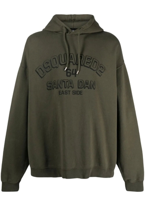 DSQUARED2 logo-embossed cotton hoodie - Green