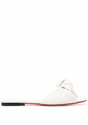 Santoni square-toe leather sandals - White