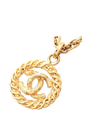 CHANEL Pre-Owned 1982 CC Gold Plated Round Pendant Necklace costume necklace