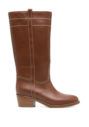 Fay 70mm leather boots - Brown
