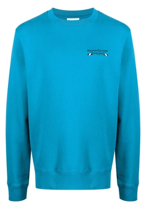 Maison Kitsuné logo-embroidered cotton sweatshirt - Blue