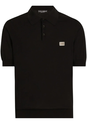 Dolce & Gabbana logo-plaque polo shirt - Black