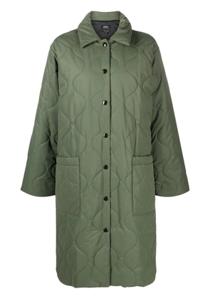 A.P.C. single-breasted quilted coat - Green