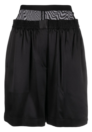 Alexander Wang layered silk-charmeuse boxer shorts - Black