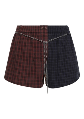Alexander Wang plaid chain-belt shorts - Brown