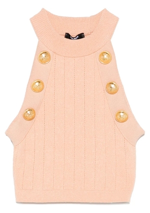 Balmain halterneck knitted crop top - Pink