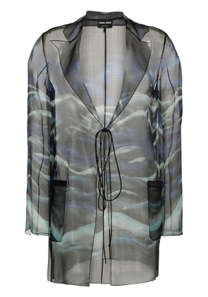 Giorgio Armani abstract-print silk blouse - Black