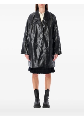 Low Classic single-breasted faux-leather coat - Black