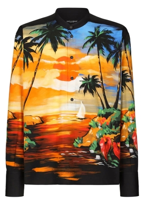 Dolce & Gabbana sunset-print collarless shirt - Black