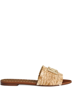 Dolce & Gabbana woven-raffia flat sandals - Neutrals