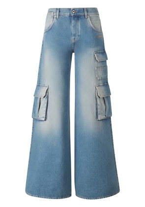 Off-White logo-embroidered cargo jeans - Blue