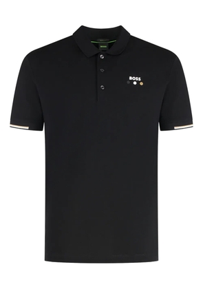 BOSS piqué-weave cotton polo shirt - Black