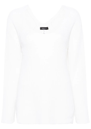 Fabiana Filippi U-neck ribbed-knit jumper - White
