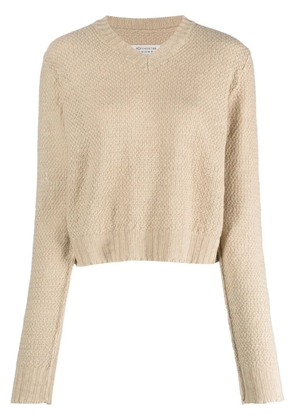 Maison Margiela V-neck basket-weave jumper - Neutrals