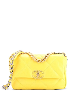 CHANEL Pre-Owned 19 Flap Bag Quilted Leather Medium crossbody bag - Yellow