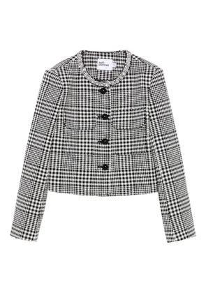 Self-Portrait houndstooth cropped jacket - Black