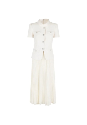 Self-Portrait collared boucle midi dress - White